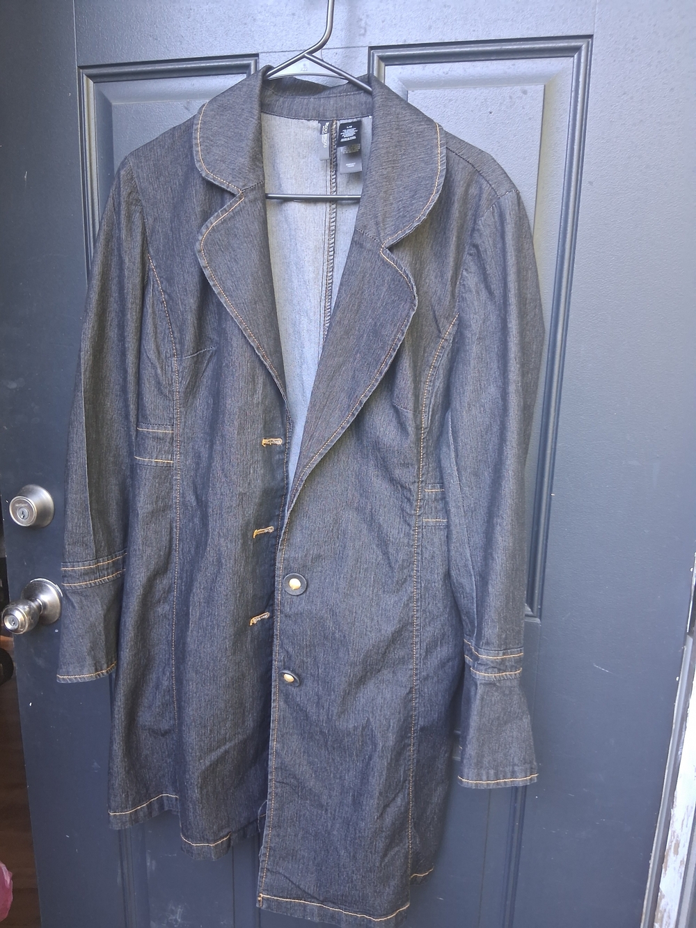 Bisou Bisou Dark Blue Denim Trench Coat